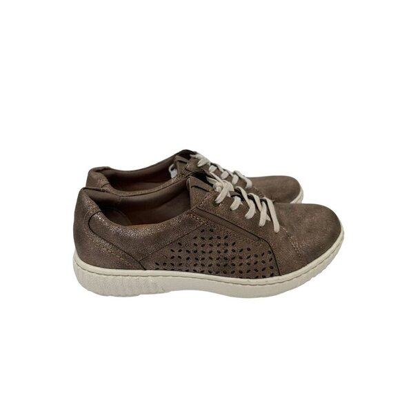 Clarks Collection Lace-Up Sneakers Perforated Metallic Brown Bronze Leather 8 - Picture 4 of 16